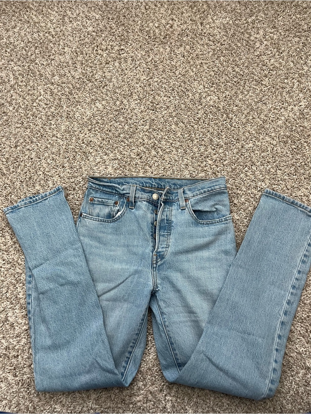 Light Blue Levi's 501 Women's High-Rise Straight Jeans